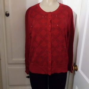 Charter Club red patterned cardigan